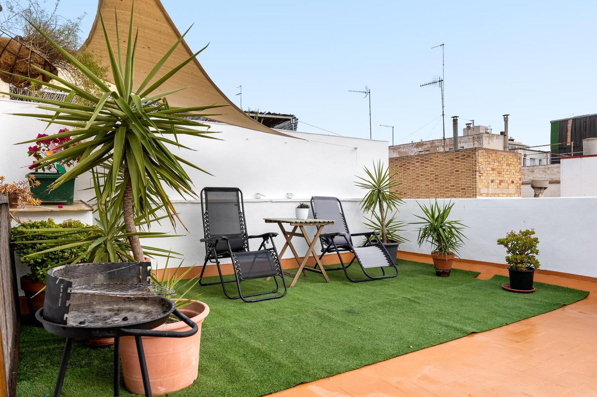 Super Terraza Apartamento Amposta Exterior foto